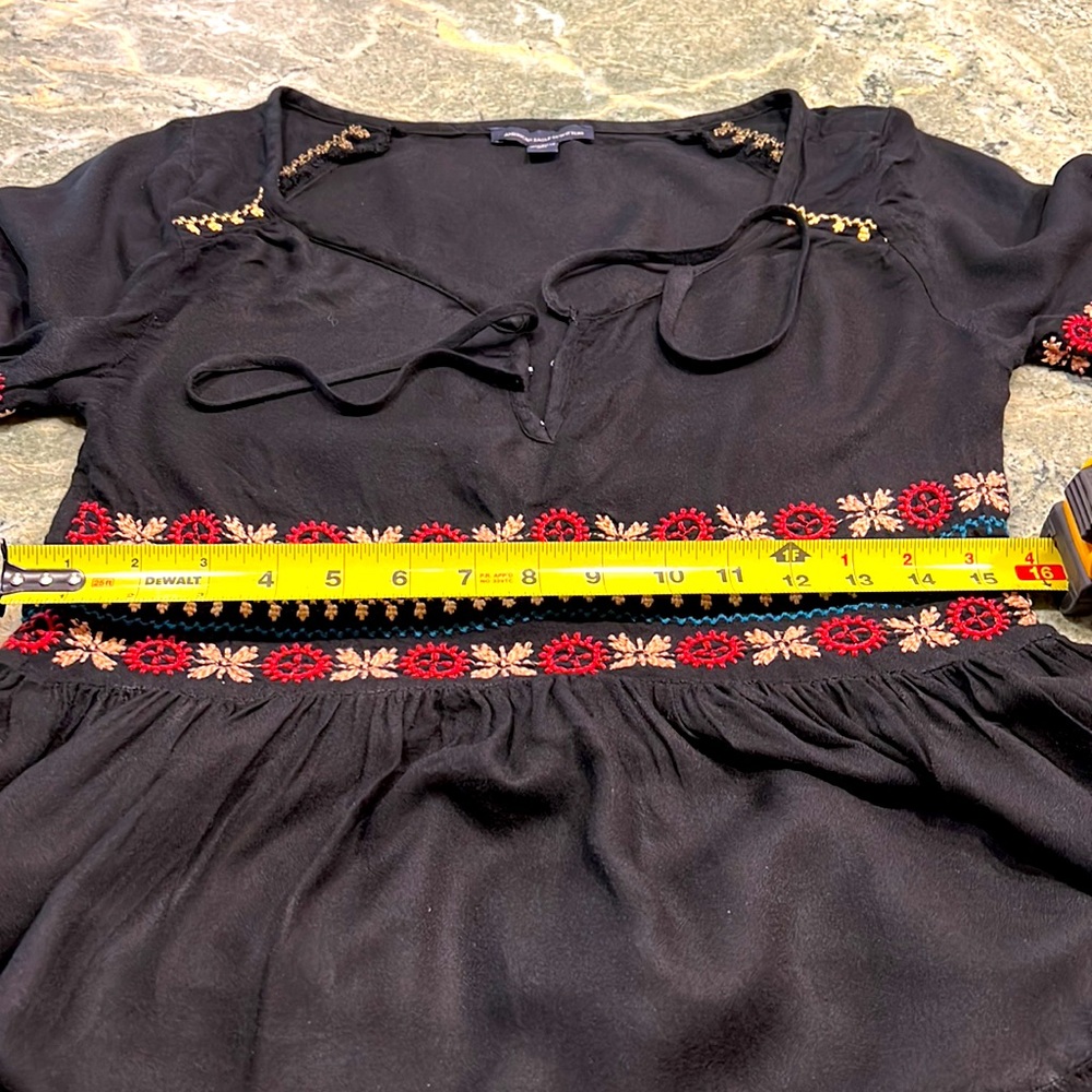 American Eagle Black Embroidered Boho Dress - Picture 13 of 16